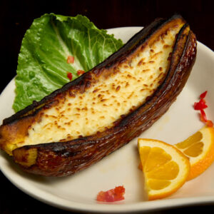 PLATANO MADURO AL HORNO CON QUESO
